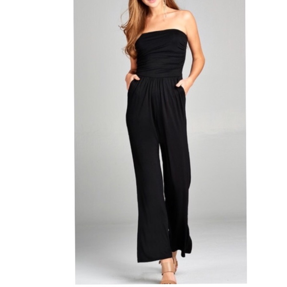 TUBE TOP JUMPSUIT IN BLACK - Picture 2 of 6